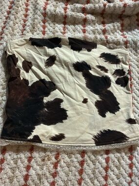 Target Cream and Brown Cow Print Strapless Tube Top